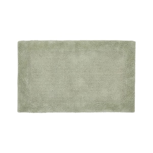 Edge Collection 21 in. x 34 in. Green 100% Cotton Rectangle Bath Rug