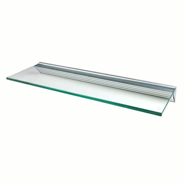 Wallscapes Glacier Clear Glass Shelf with Silver Bracket Shelf Kit (Price Varies By Size)