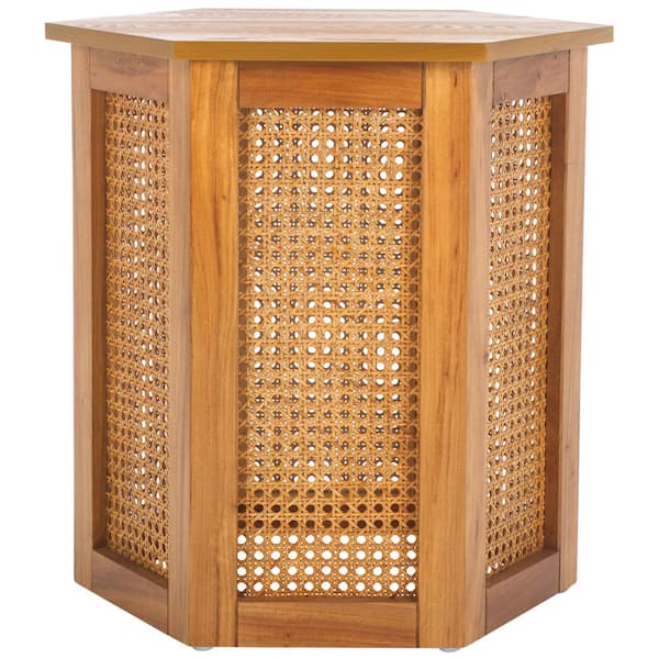 SAFAVIEH Danez 20 in. Natural Hexagon Rattan End Table