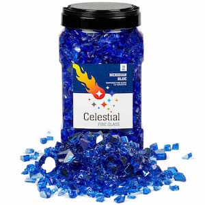 1/2 in. 10 lbs. Meridian Blue Reflective Tempered Fire Glass in Jar