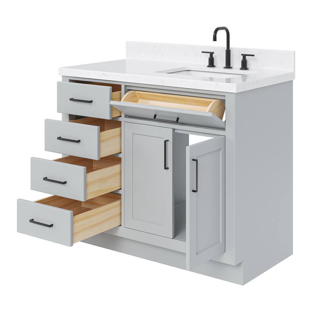 Hepburn 42" Gray Hardwood Freestanding Single Basin Vanity