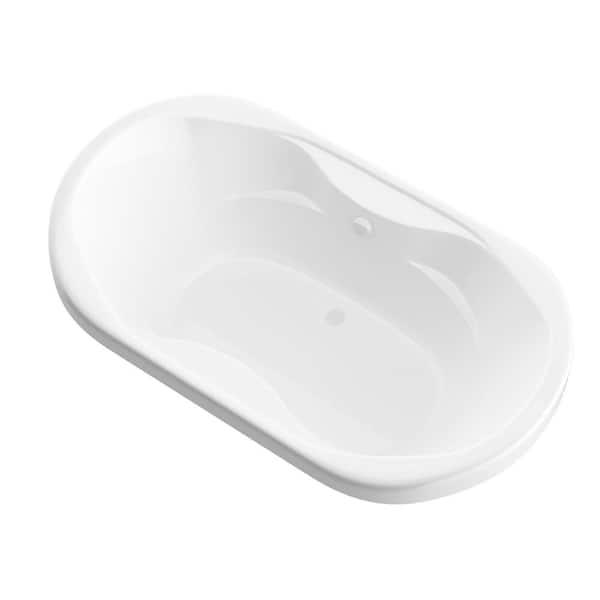 Universal Tubs Ruby Series 71 in. x 41 in. Oval Soaking Bathtub with Center Drain and Marine Grade Acrylic in Glossy Smooth White