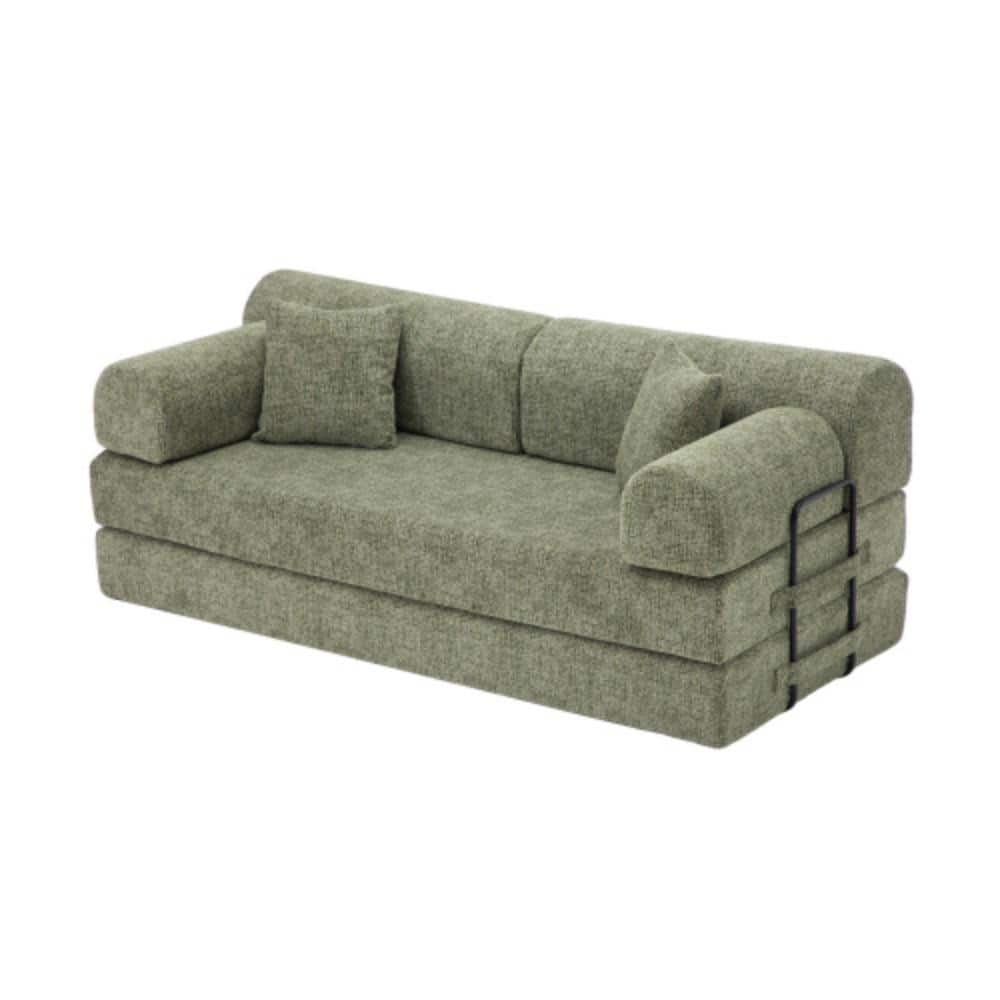 78.74 in. Moss Green Boucle Fabric Twin Size Sofa Bed with 4-in-1 Convertible Design durable construction price history on PriceWatchPro