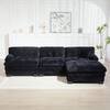 anpport Modern 120.87 in. Pillow Top Arm Chenille L-Shaped Modular Sofa in Black ZYJ00097