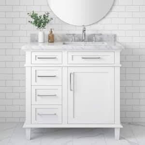 Sonoma 36 in. Single Sink Freestanding White Bath Vanity with Carrara Marble Top (Assembled)