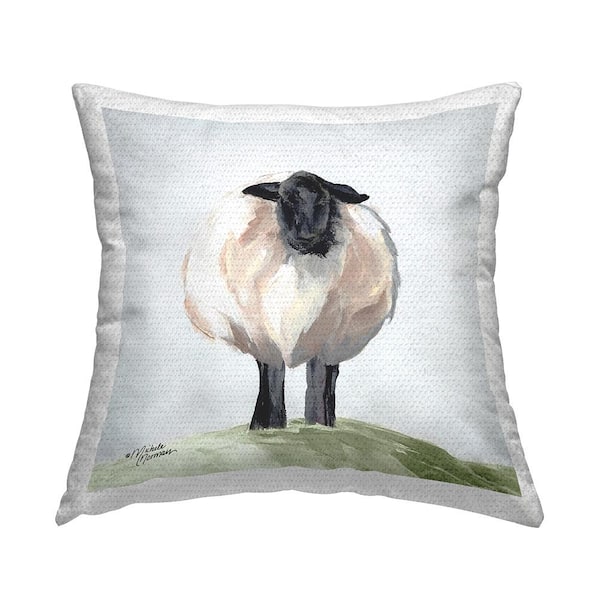 Stupell Industries Country Sheep Rural Plains Grey Square Outdoor Throw Pillow