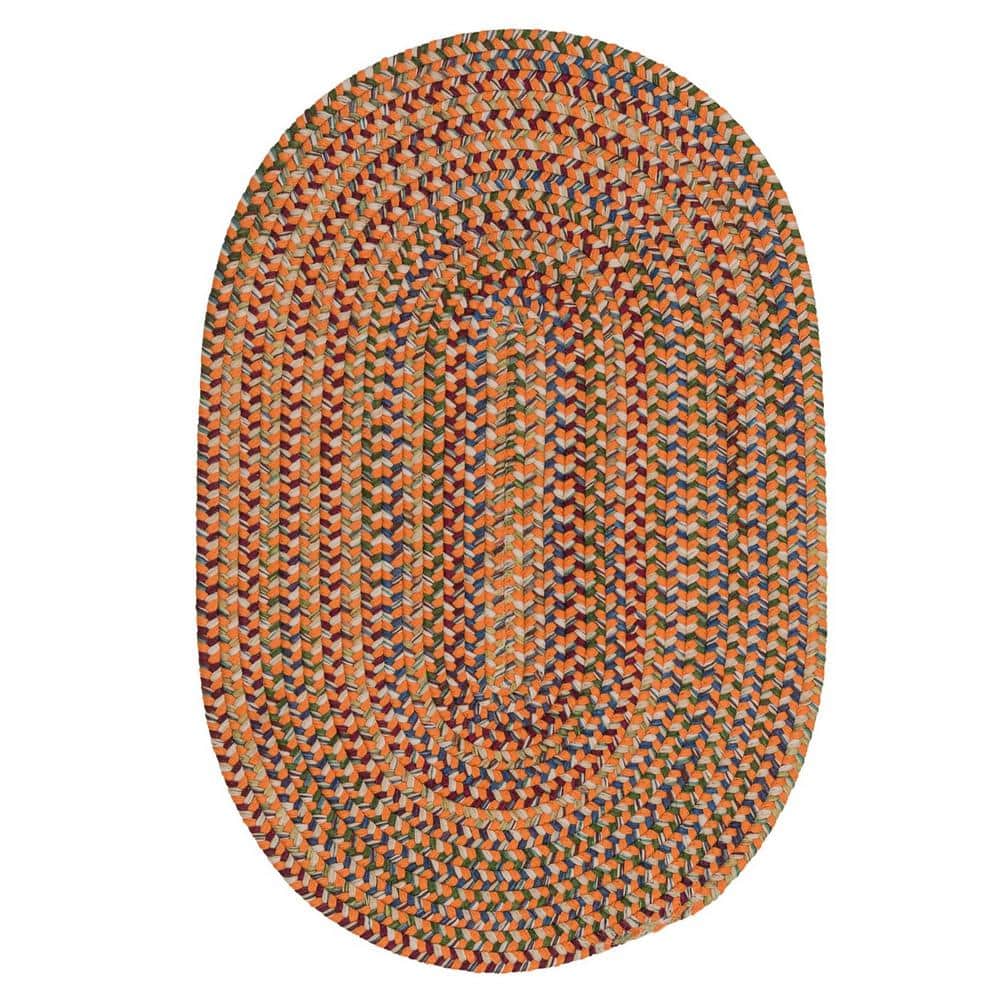 Millwork Orange 5 ft. x 7 ft. Tweed Indoor Oval Area Rug
