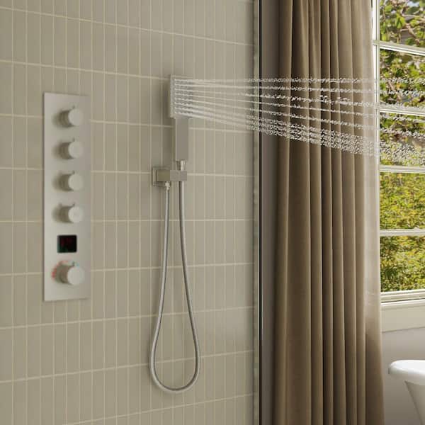 1-Spray Wall Mount Rain Handheld Shower Head 2.5 GPM with Easy to Clean Nozzles in Brushed Nickel