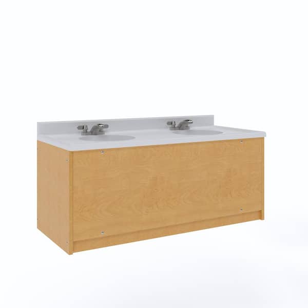 TOT MATE 49 in. W x 21 in. D x 21.5 in. H Double Floor Bathroom Vanity Sink  Marble Top, Kids Vanities Ready-to-Assemble (Maple)