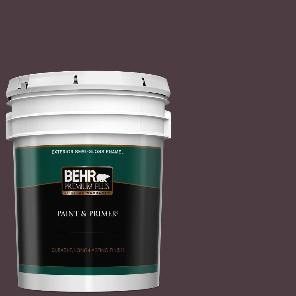 BEHR PREMIUM PLUS 5 gal. #T18-04 Nocturne Shade Semi-Gloss Enamel ...