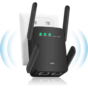 Wi Fi Extender Internet Signal Booster Wireless Repeater with Ethernet Port, Black