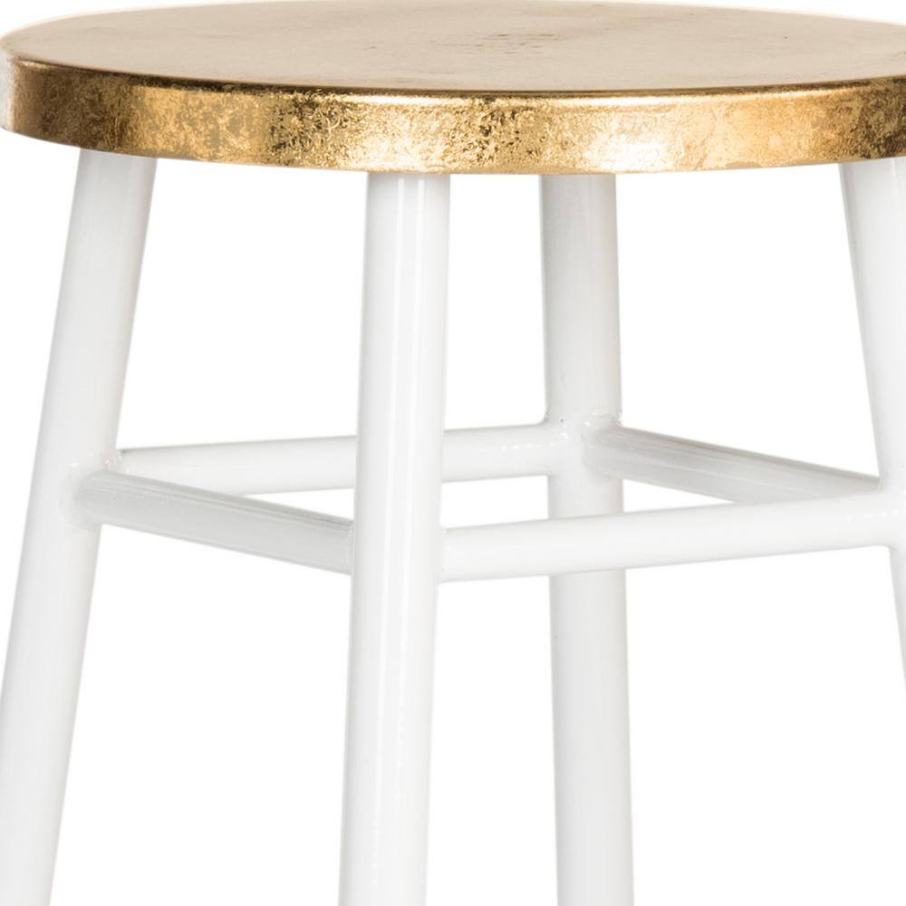 White and Gold Iron Backless Counter Stool