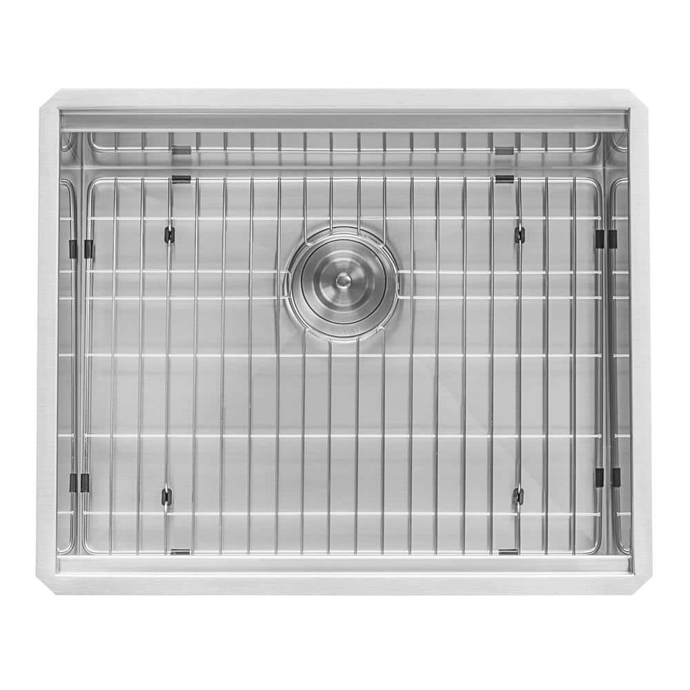 Roma 19" Brushed Stainless Steel Undermount Workstation Sink with Mahogany Cutting Board