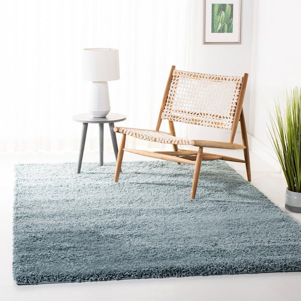 California Shag Light Blue 8 ft. x 10 ft. Modern Solid Area Rug