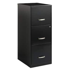 18 in. D 3-Drawer Black Steel Smart Letter Width Vertical File Cabinet