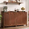 BYBLIGHT Ahlivia Brown Wood 57 in. Buffet Cabinet Long Sideboard Cabinet with Adjustable Shelves BB-JW0983-SJH