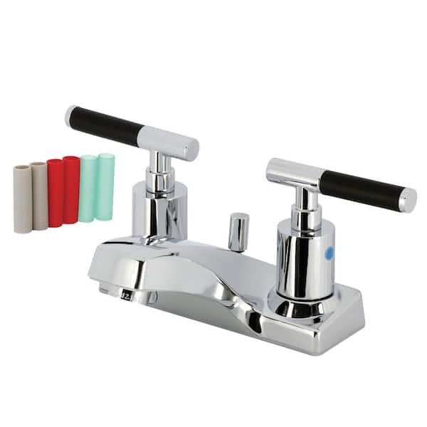 Kingston Brass Kaiser 4 in. Centerset 2-Handle Bathroom Faucet with Plastic Pop-Up in Polished Chrome