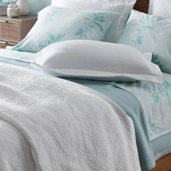The Company Store Legends Hotel Leaf Matelasse White Cotton Euro Sham 51072F E WHITE The Home Depot