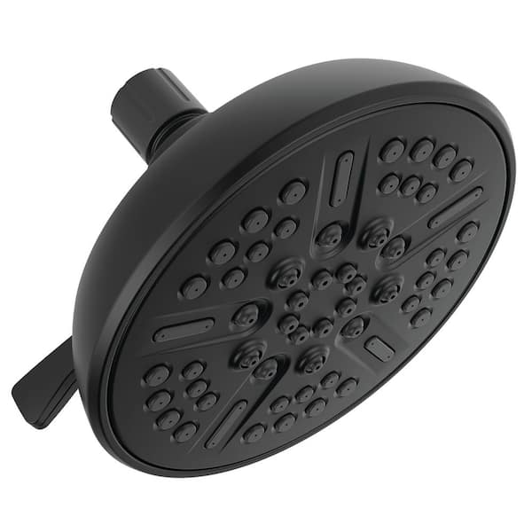 Delta 8-Spray Patterns 1.75 GPM 5.94 in. Wall Mount Fixed Shower Head in Matte Black