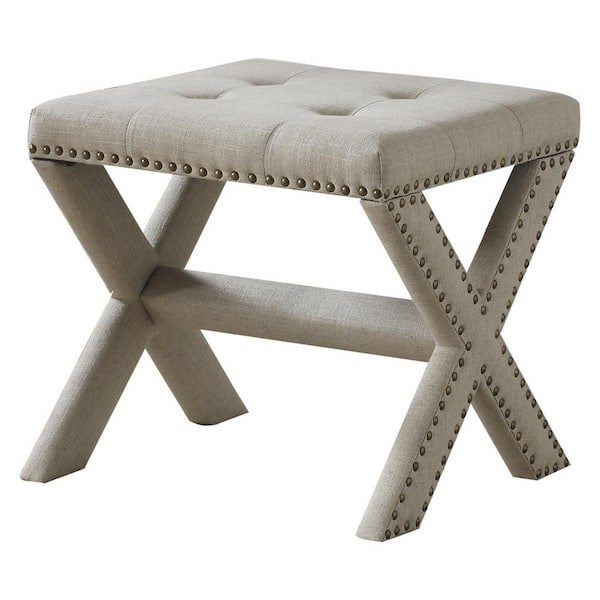 Best Master Furniture Medraut Natural Beige Linen Accent Bench 19 in. x 17 in.