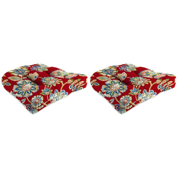 Jordan Manufacturing 19 in. L x 19 in. W x 4 in. T Outdoor Square Wicker Seat Cushion in Daelyn Cherry (2-Pack)