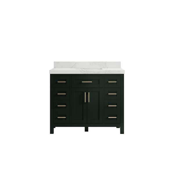 Willow Collections Cambridge 42 in. W x 22 in. D x 36 in. H Bath Vanity in Dark Green with 2 in Calacatta Nuvo Top