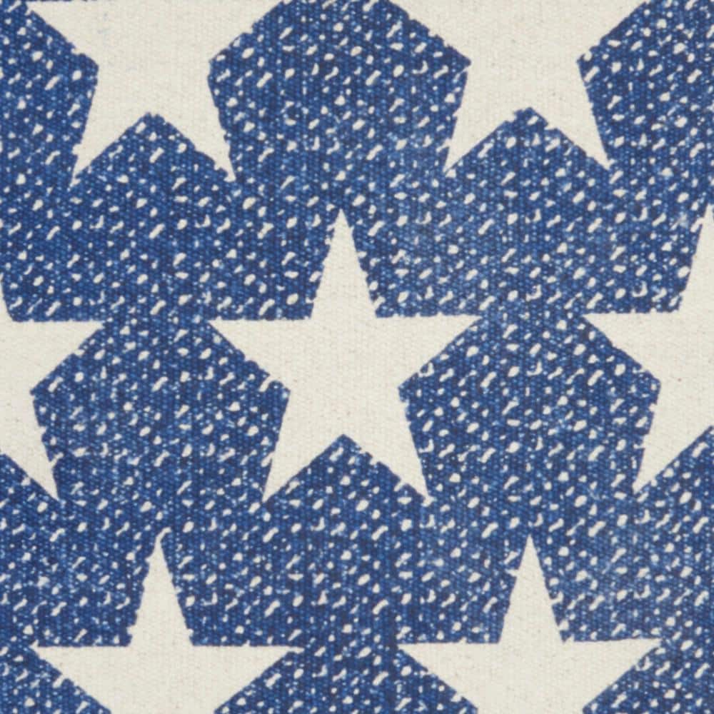 Navy and White Patriotic Stars Cotton Square Pillow 20" x 20"