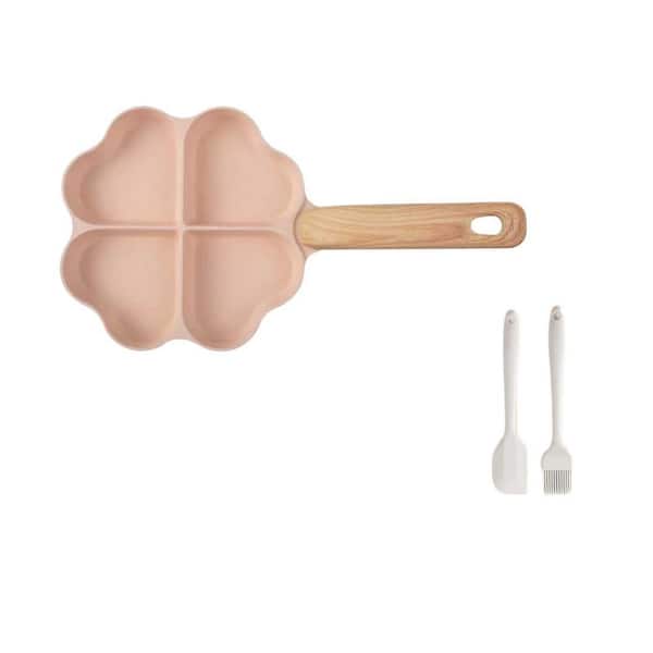 Medium 8 in. Pink Aluminum 4-Cup Omelette Pan, Nonstick for Gas Stove and Induction Cookware, PFOA PFOS Free