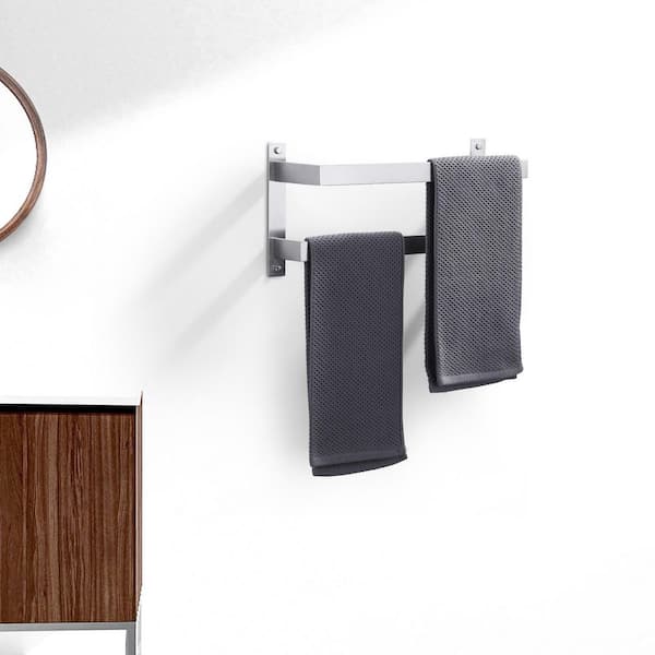 16.5 in. 2-Bar Towel Rack Wall Mounted Stainless Steel in Brushed Nickel