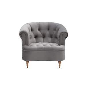 Ismail Grey Accent Chair Upholstered Button Tufted Velvet