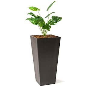 30 in. Tall Modern Square Plastic Planter, Tapered Floor Planter for Indoor and Outdoor Planter, Patio Decor, Black