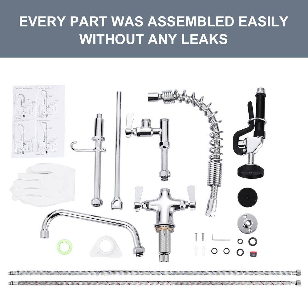 27" Polished Chrome Triple Handle Pull Down Kitchen Faucet