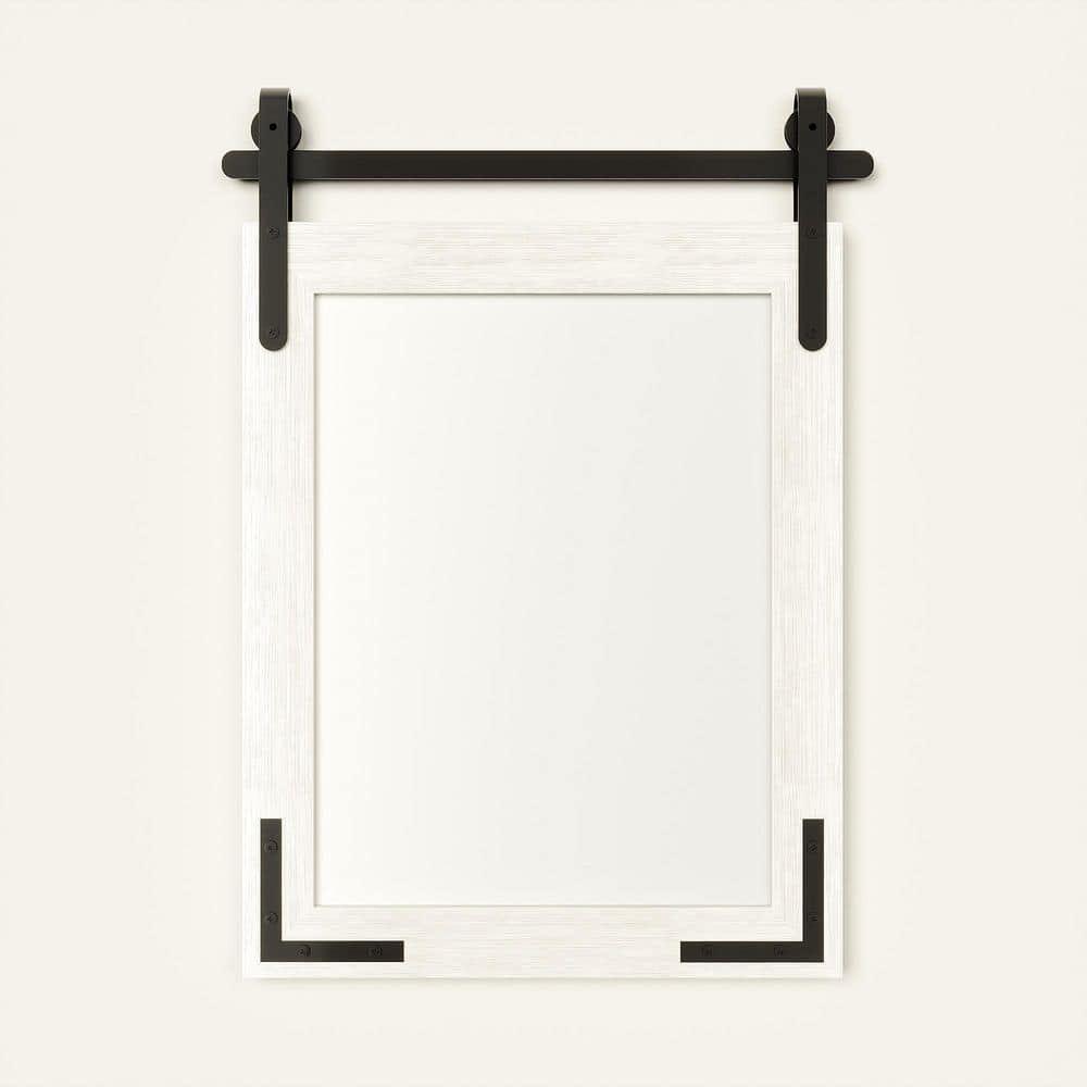 40 in. W x 30 in. H Farmhouse Mirror Solid Wood Frame Bathroom Mirror for Wall Mirror Decorative for Home in White price history on PriceWatchPro