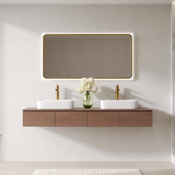 Single Handle Vessel Sink Faucet with Pop-up Drain in Brushed Gold (2-Pack)