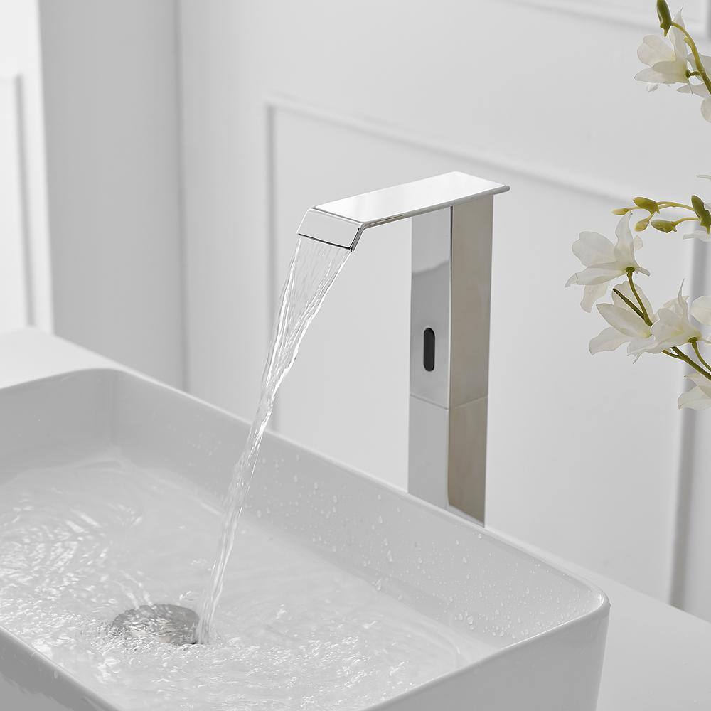 Polished Chrome Touchless Vessel Sink Faucet with Pop Up Drain