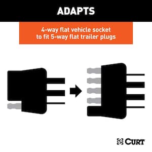 Electrical Adapter 4-Way Flat Vehicle to 5-Way Flat Trailer