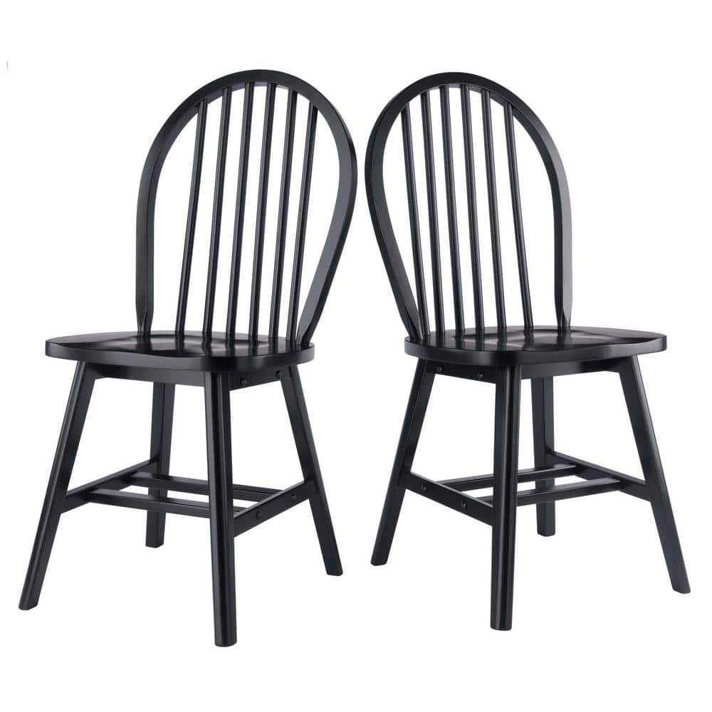 WINSOME WOOD Windsor Black Solid Wood Windsor Chair (Set of 2