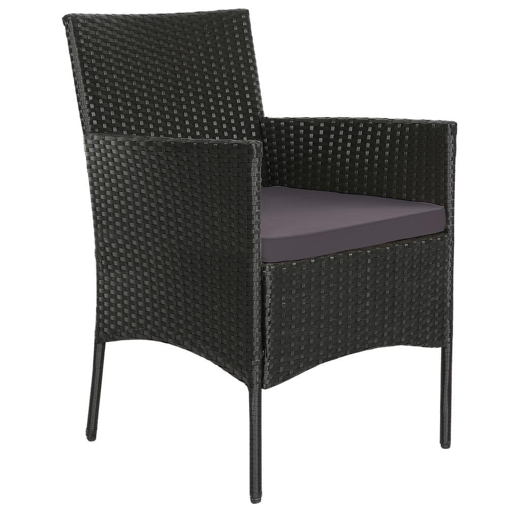 Gray and Off-White 4-Person Rattan Outdoor Sofa Set with Tempered Glass Table