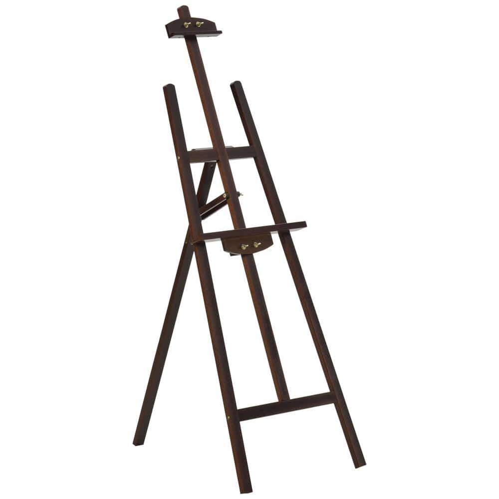 55 in. Brown Beech Wood Adjustable Folding Art Easel Stand That