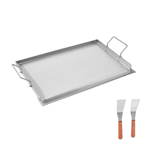 Stainless Steel Griddle, Portable Family Cookware with Handle, 23x16 in. Universal Flat Top Rectangular Plate,