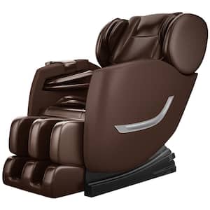 Favor-SS01 Brown Recliner w/ Zero Gravity, Full Body Air Pressure, Bluetooth, Heat, Foot Roller Massage Chair