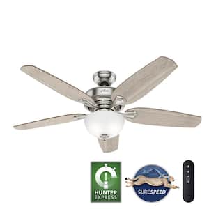 Channing 54 in. Hunter Express Indoor Brushed Nickel Ceiling Fan with Remote and Light Kit Included