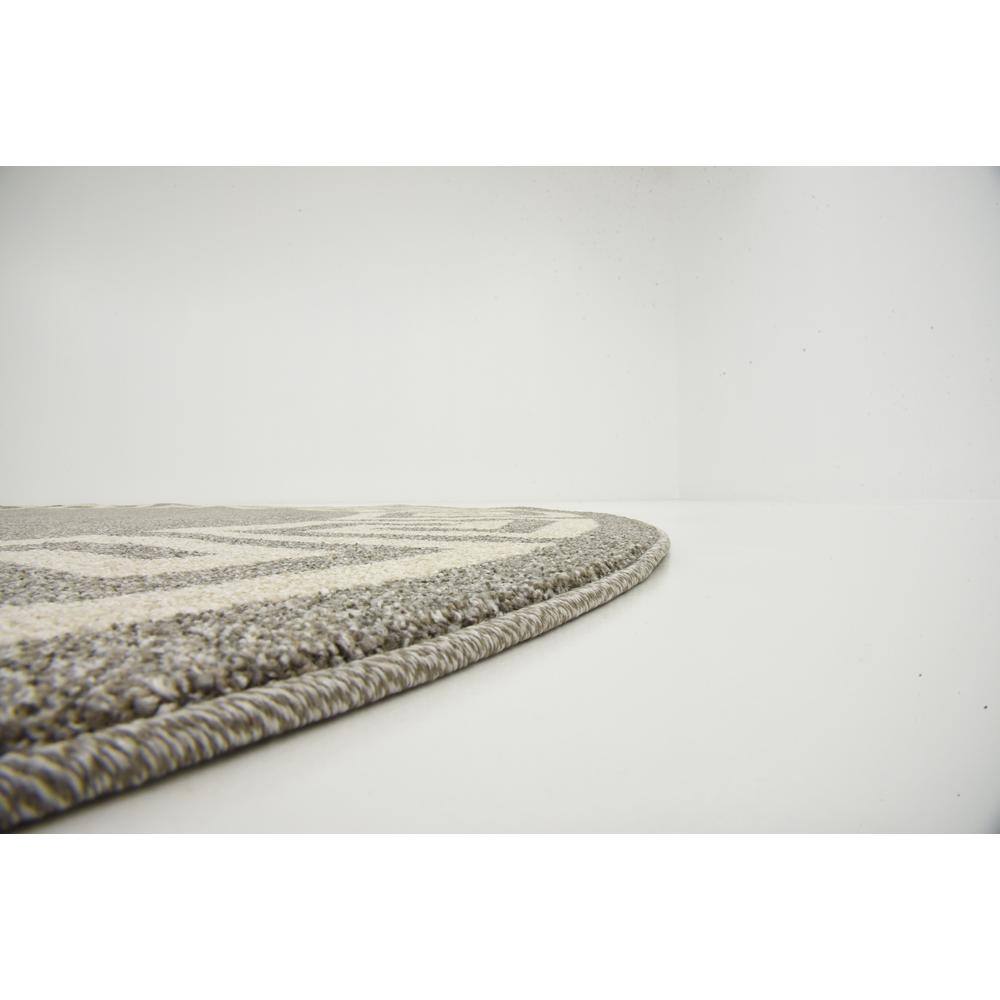 Hera Collection 8' Round Gray Geometric Indoor Rug