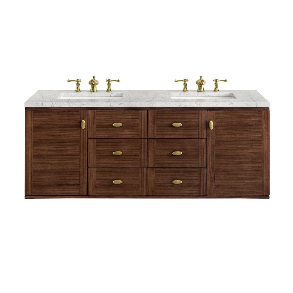 Amberly 60" Walnut Double Vanity with Quartz Top