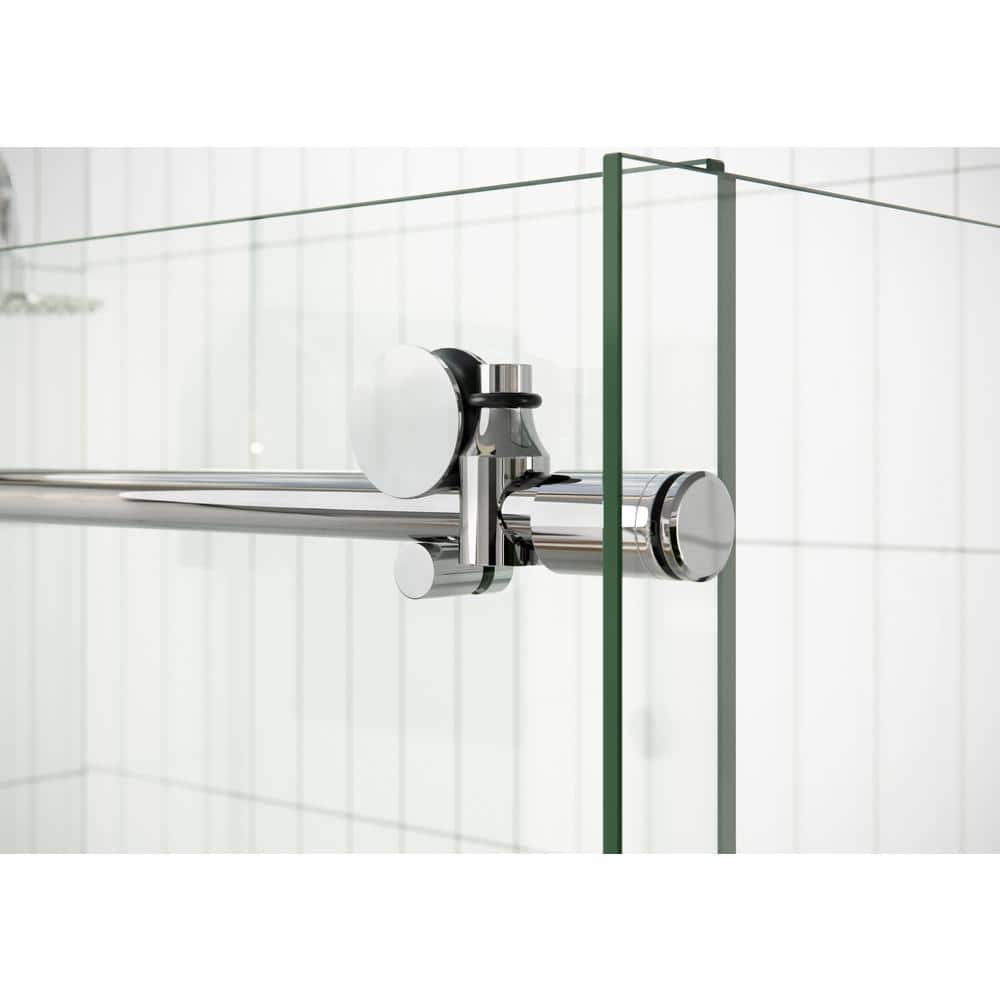 Nova 48" x 38" Frameless Sliding Glass Shower Enclosure with Chrome Finish