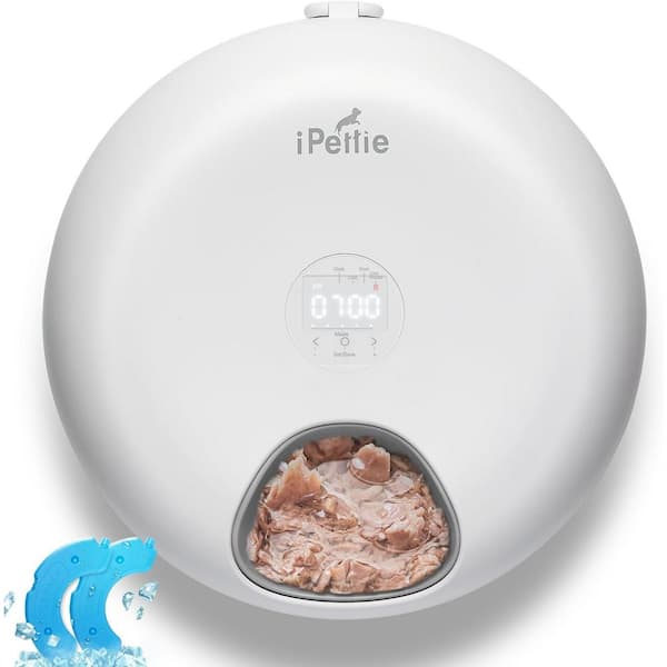 iPettie Donuts Frost 6 Meal Cordless Automatic Pet Feeder, with 2 Ice Packs, Timer, Holds 6 x ½ lbs. of Dry and Wet Food