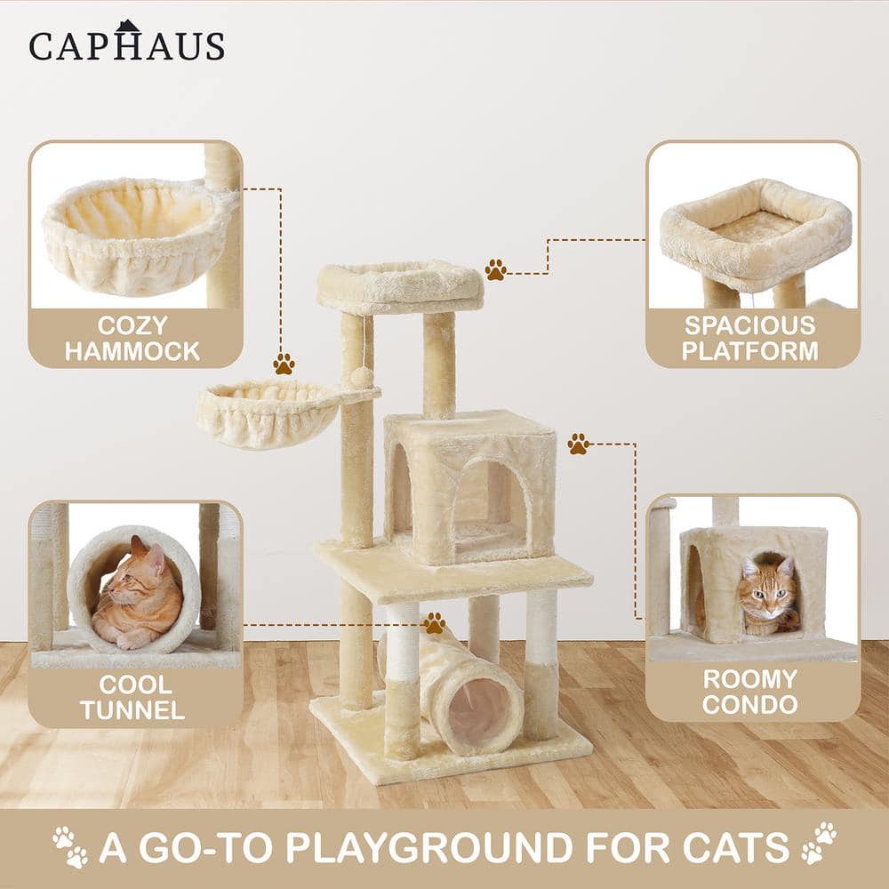 40'' Dark Gray Multi-Level Cat Activity Tree with Sisal Scratching Posts