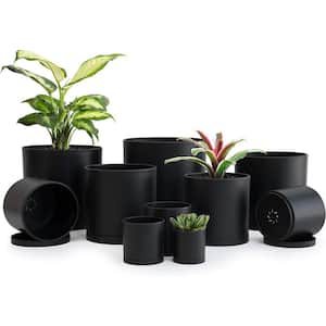 Modern 6.5 in. L x 6.5 in. W x 6.5 in. H Matte Black Plastic Round Indoor Planter (10-Pack)