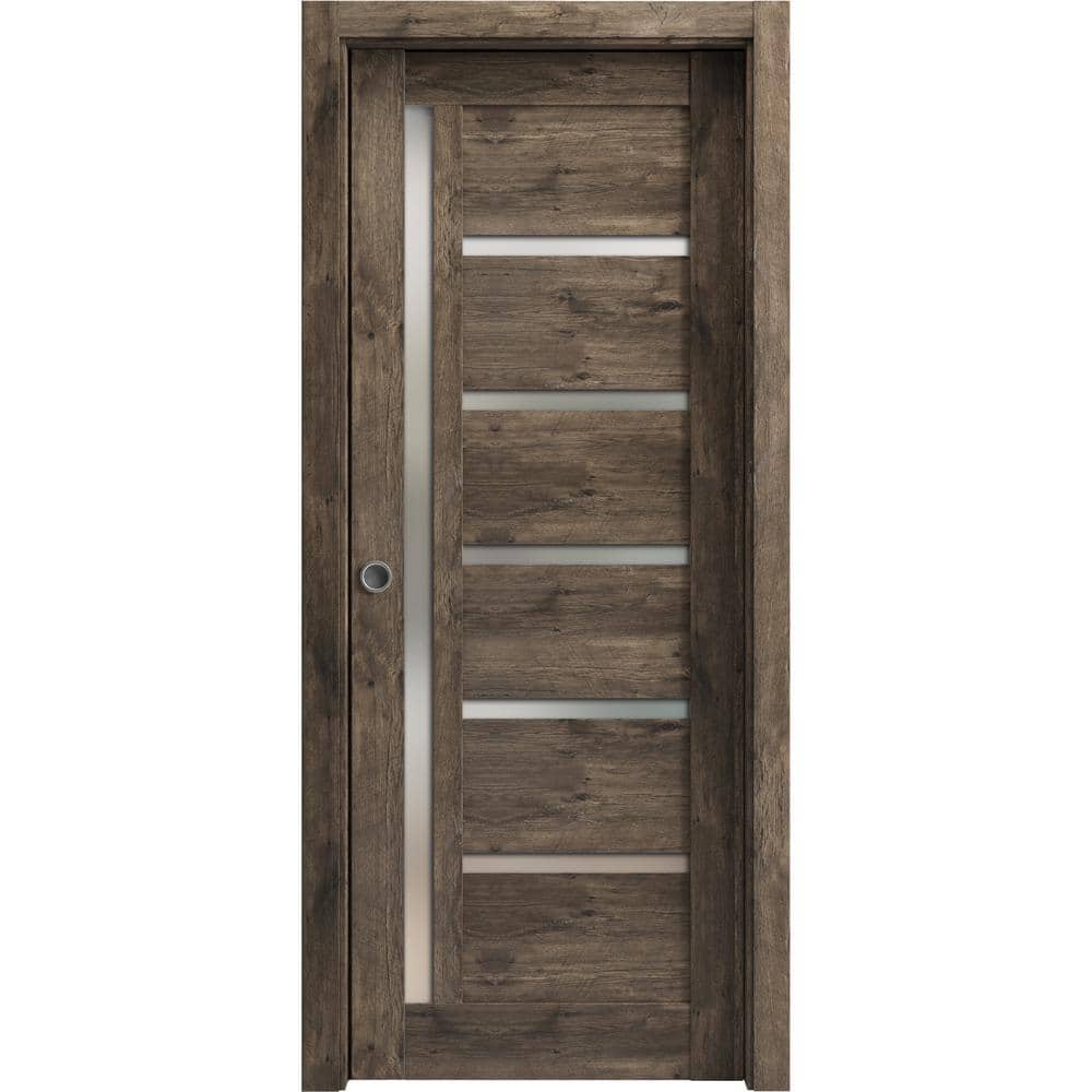 18 in. x 80 in. 1 Panel Cognac Oak Color Finished MDF Sliding Door with Hardware price history on PriceWatchPro