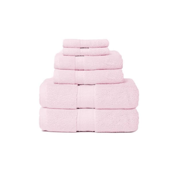 Espalma Zero Twist Hotel 6-Piece 100% Cotton Bath Towel Set in Pink